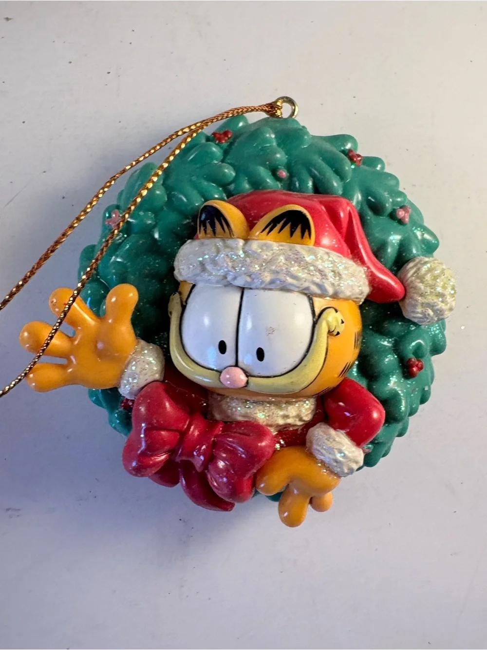 Lot Of 2 Vtg Christmas Ornament 1996 Garfield Wreath 2002 Spiderman Chimney Marv